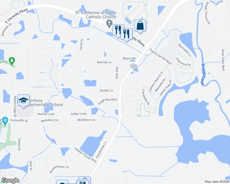 map of restaurants, bars, coffee shops, grocery stores, and more near 2963 Tomorrow Drive in Buena Ventura Lakes