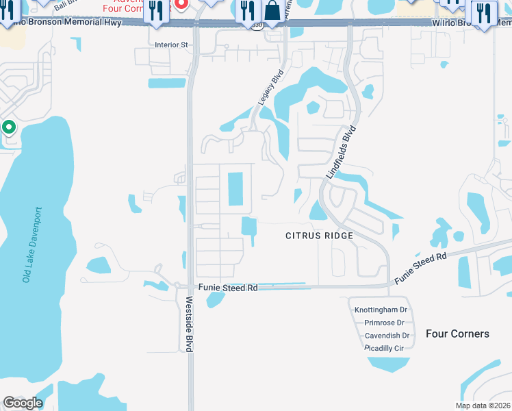 map of restaurants, bars, coffee shops, grocery stores, and more near 8911 Candy Palm Road in Kissimmee