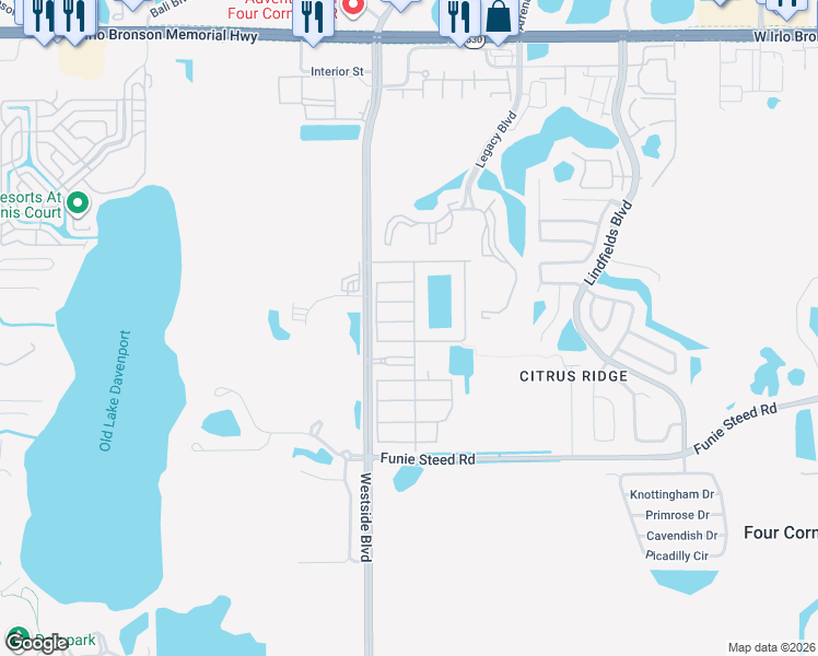 map of restaurants, bars, coffee shops, grocery stores, and more near 8947 Candy Palm Road in Kissimmee