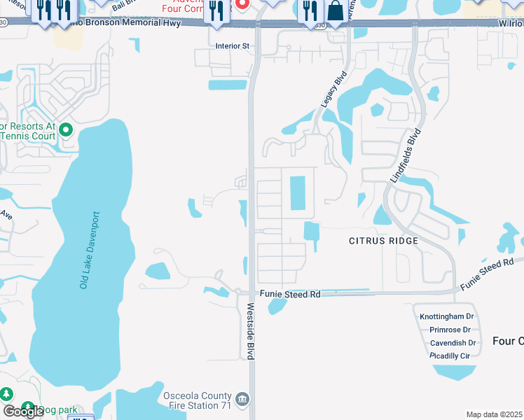 map of restaurants, bars, coffee shops, grocery stores, and more near 8979 Candy Palm Road in Kissimmee