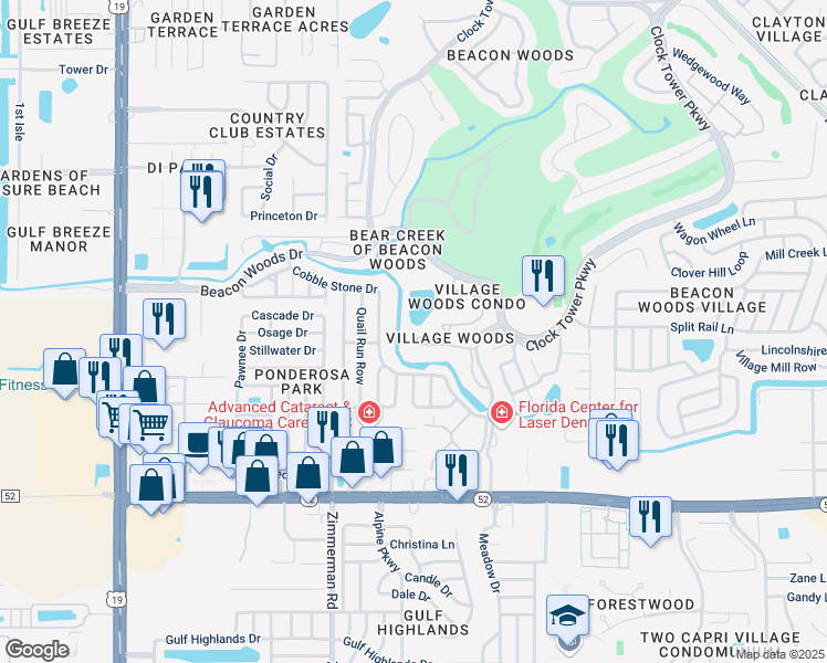 map of restaurants, bars, coffee shops, grocery stores, and more near 7634 Danube Drive in Hudson