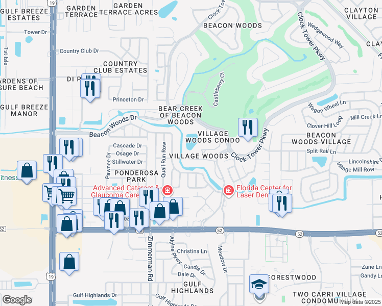 map of restaurants, bars, coffee shops, grocery stores, and more near 7634 Danube Drive in Hudson