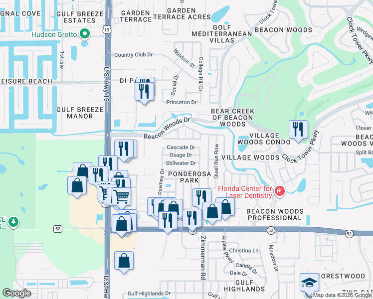 map of restaurants, bars, coffee shops, grocery stores, and more near 7400 Cascade Drive in Hudson