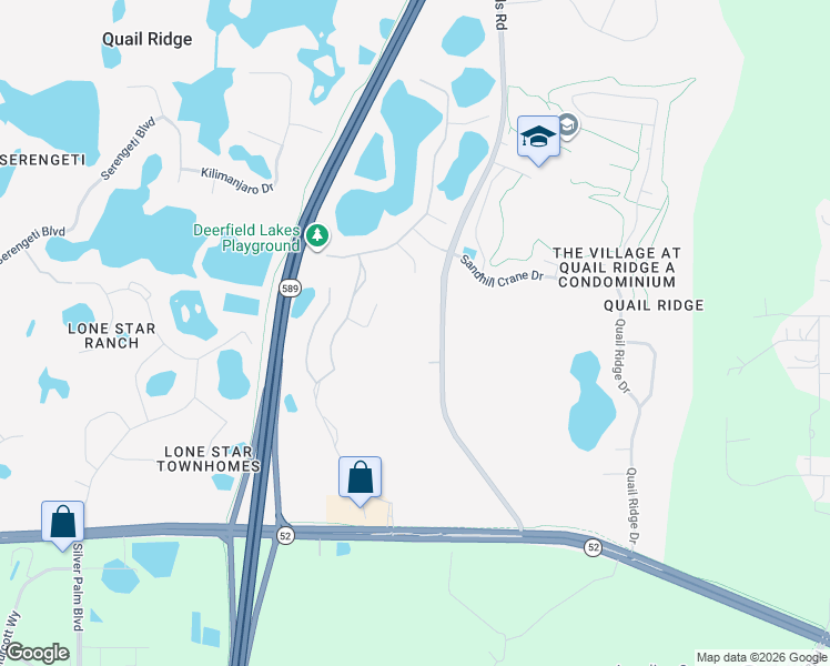 map of restaurants, bars, coffee shops, grocery stores, and more near 12321 Shady Hills Rd in Spring Hill