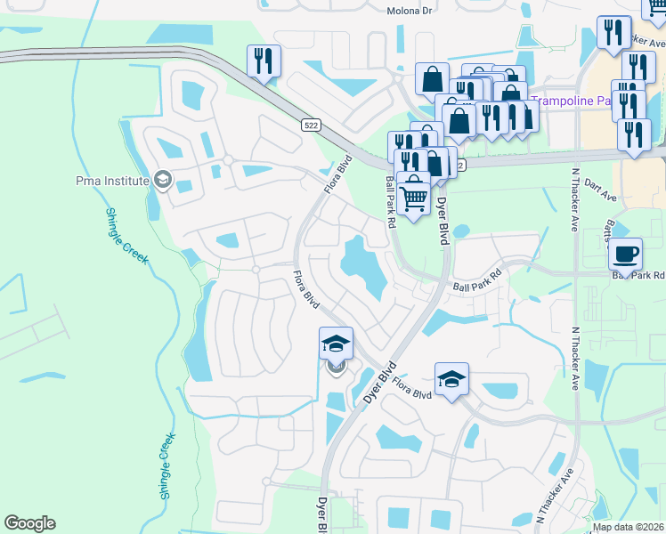 map of restaurants, bars, coffee shops, grocery stores, and more near 3201 Holderness Drive in Kissimmee
