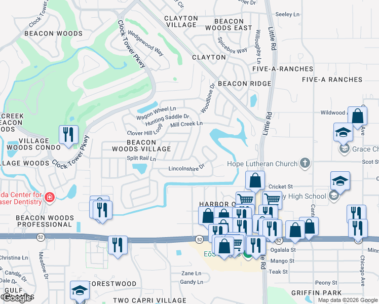 map of restaurants, bars, coffee shops, grocery stores, and more near 12409 Stagecoach Lane in Hudson