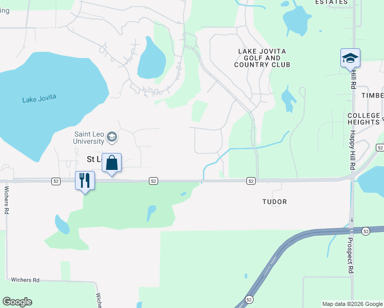 map of restaurants, bars, coffee shops, grocery stores, and more near 12246 Woodlands Circle in Dade City