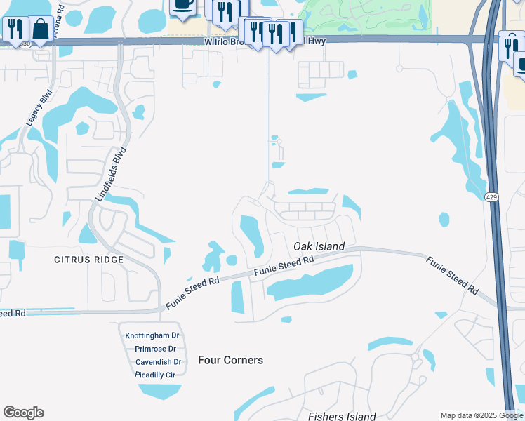 map of restaurants, bars, coffee shops, grocery stores, and more near 3193 Yellow Lantana Lane in Kissimmee