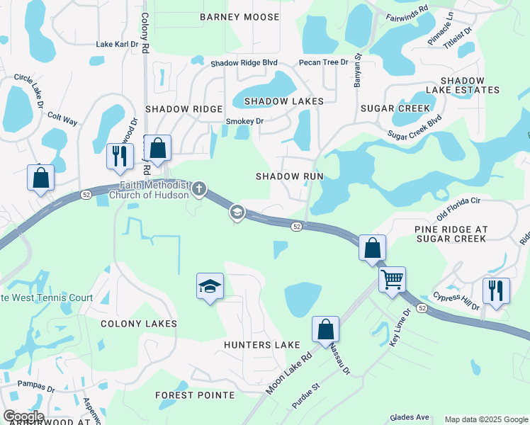 map of restaurants, bars, coffee shops, grocery stores, and more near 12416 Cavalier Court in Hudson