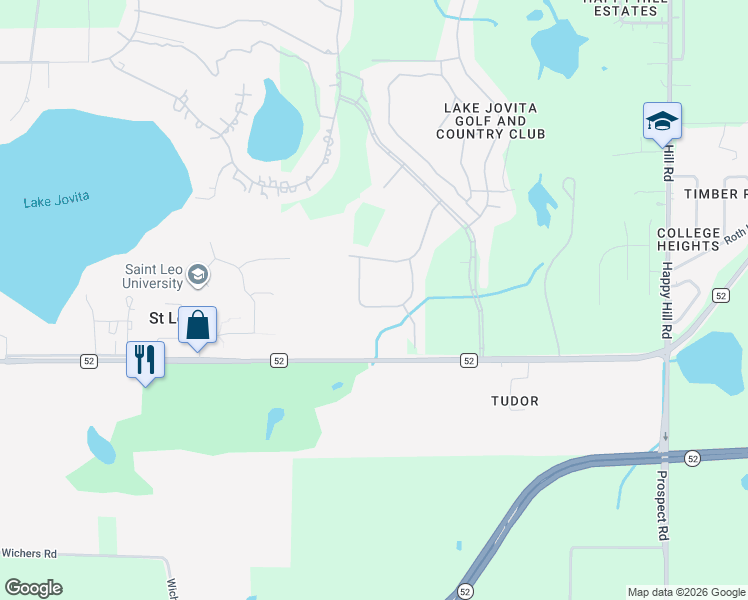 map of restaurants, bars, coffee shops, grocery stores, and more near 12317 Woodlands Circle in Dade City