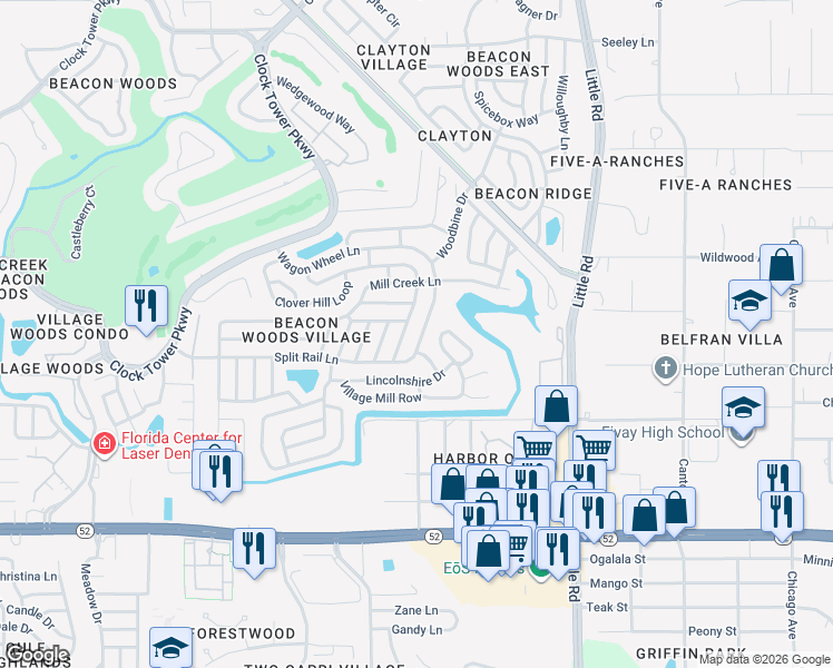 map of restaurants, bars, coffee shops, grocery stores, and more near 12409 Stagecoach Ln in Hudson