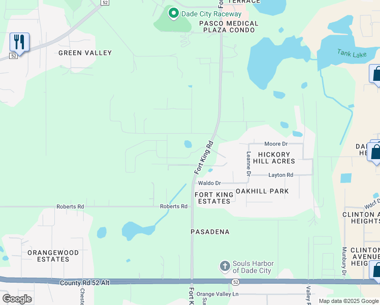 map of restaurants, bars, coffee shops, grocery stores, and more near 12333 Fort King Road in Dade City