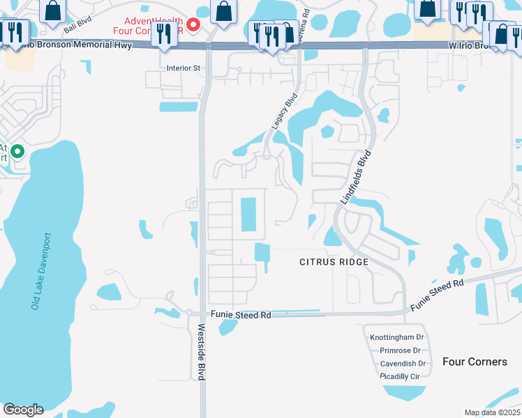 map of restaurants, bars, coffee shops, grocery stores, and more near 8867 Candy Palm Road in Kissimmee