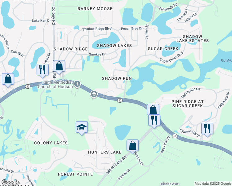 map of restaurants, bars, coffee shops, grocery stores, and more near 12509 Cavalier Court in Hudson