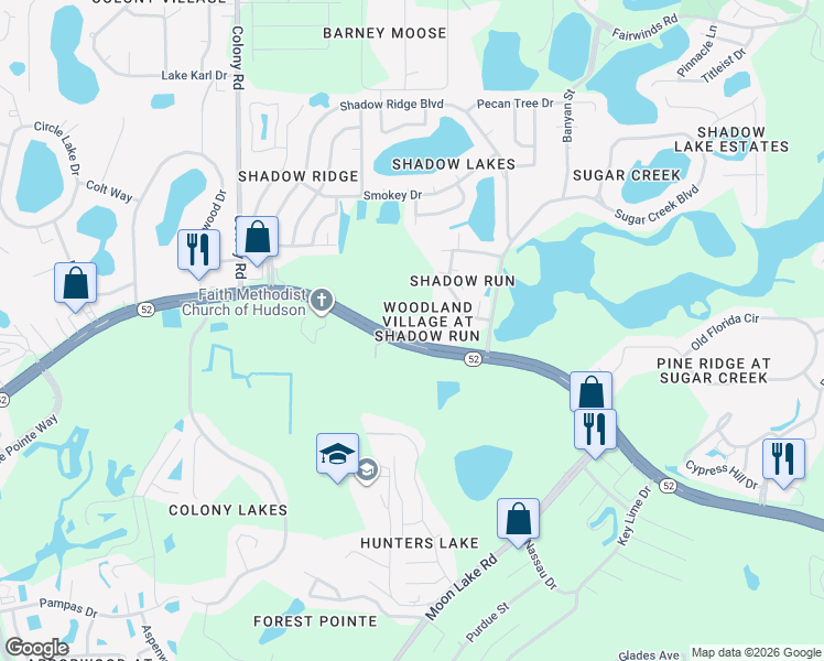 map of restaurants, bars, coffee shops, grocery stores, and more near 12420 Cavalier Court in Hudson