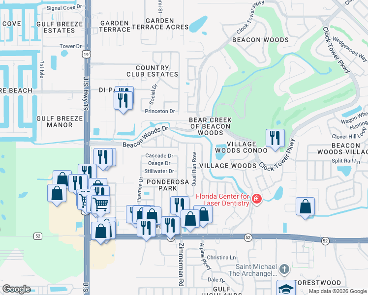 map of restaurants, bars, coffee shops, grocery stores, and more near 12408 Partridge Hill Row in Hudson
