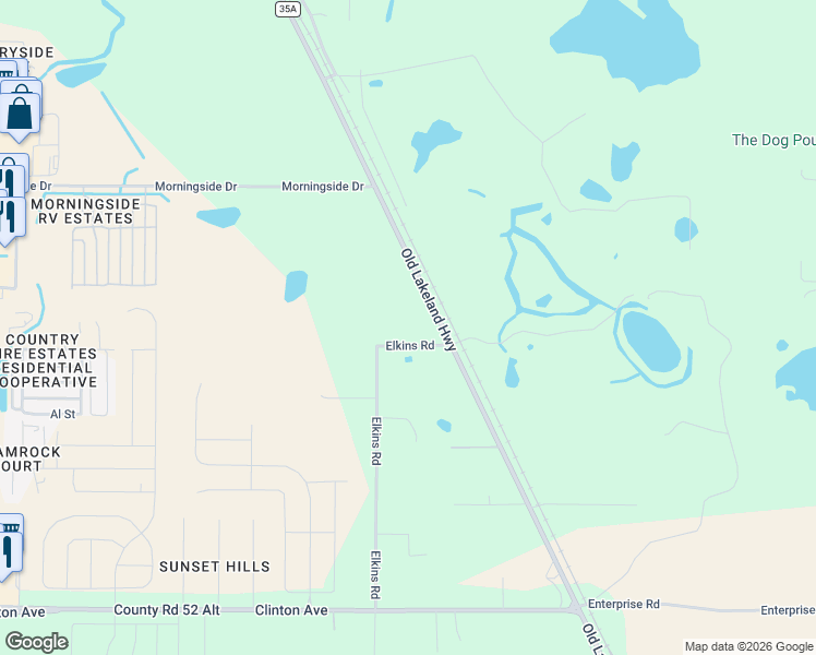 map of restaurants, bars, coffee shops, grocery stores, and more near 12421 Old Lakeland Highway in Dade City