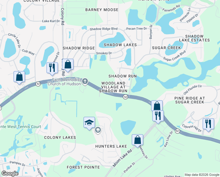 map of restaurants, bars, coffee shops, grocery stores, and more near 12415 Cavalier Court in Hudson