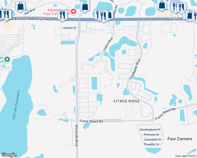 map of restaurants, bars, coffee shops, grocery stores, and more near 8867 Candy Palm Road in Kissimmee