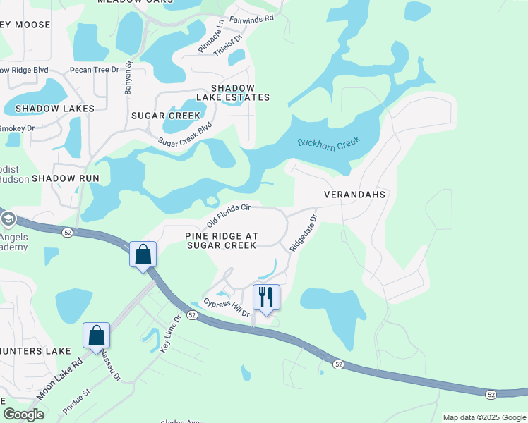 map of restaurants, bars, coffee shops, grocery stores, and more near 13453 Old Florida Circle in Hudson