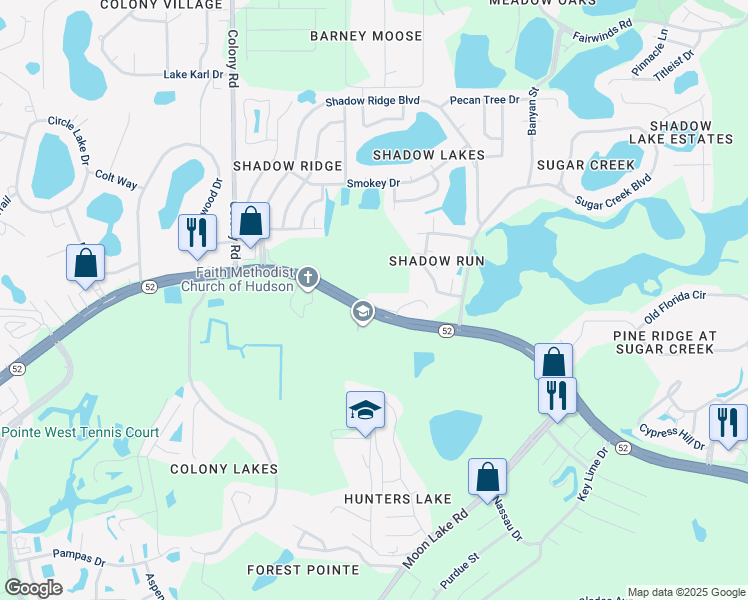 map of restaurants, bars, coffee shops, grocery stores, and more near 12329 Gallant Court in Hudson