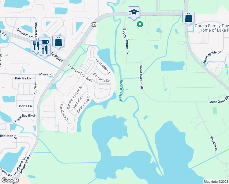 map of restaurants, bars, coffee shops, grocery stores, and more near 3093 Sangria Street in Kissimmee