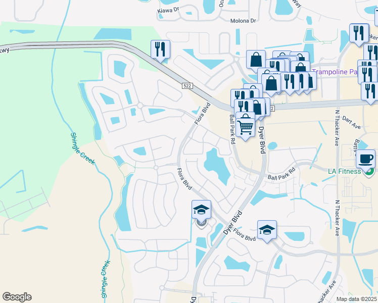 map of restaurants, bars, coffee shops, grocery stores, and more near 3201 Holderness Drive in Kissimmee