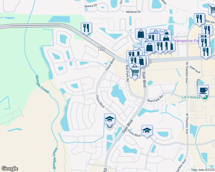 map of restaurants, bars, coffee shops, grocery stores, and more near 3201 Holderness Drive in Kissimmee