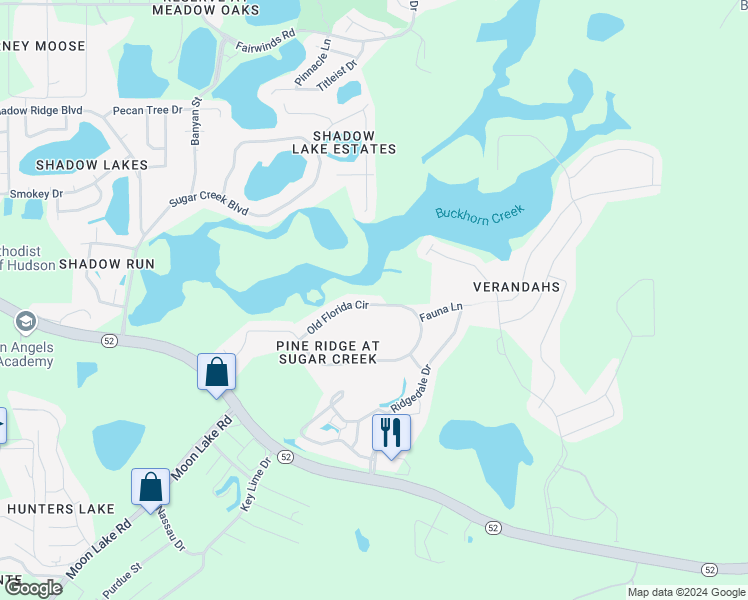 map of restaurants, bars, coffee shops, grocery stores, and more near 13514 Old Florida Circle in Hudson