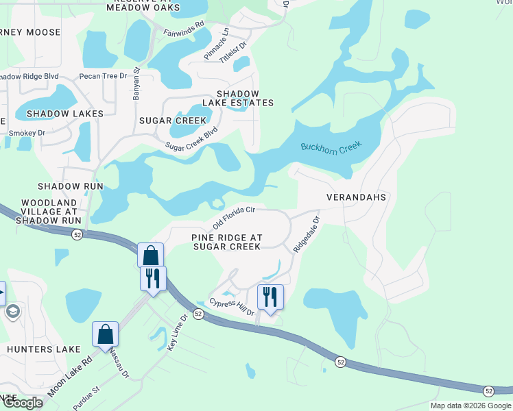map of restaurants, bars, coffee shops, grocery stores, and more near 13520 Old Florida Circle in Hudson