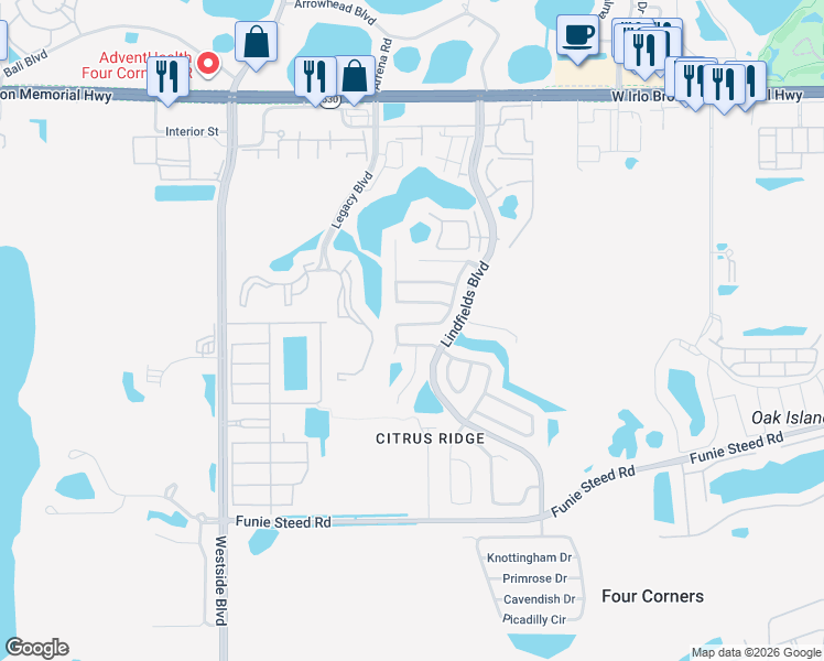 map of restaurants, bars, coffee shops, grocery stores, and more near 8804 Parliament Court in Kissimmee