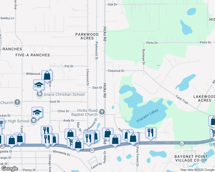map of restaurants, bars, coffee shops, grocery stores, and more near 12506 Hicks Road in Hudson
