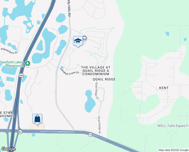 map of restaurants, bars, coffee shops, grocery stores, and more near 12455 Quail Ridge Drive in Spring Hill