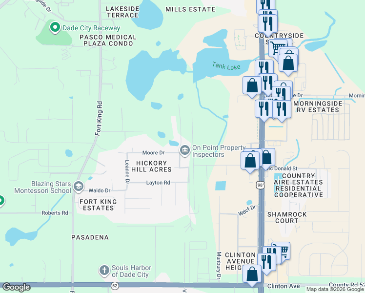 map of restaurants, bars, coffee shops, grocery stores, and more near 12484 Green Oak Lane in Dade City