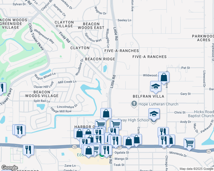 map of restaurants, bars, coffee shops, grocery stores, and more near 12506 River Mill Drive in Hudson