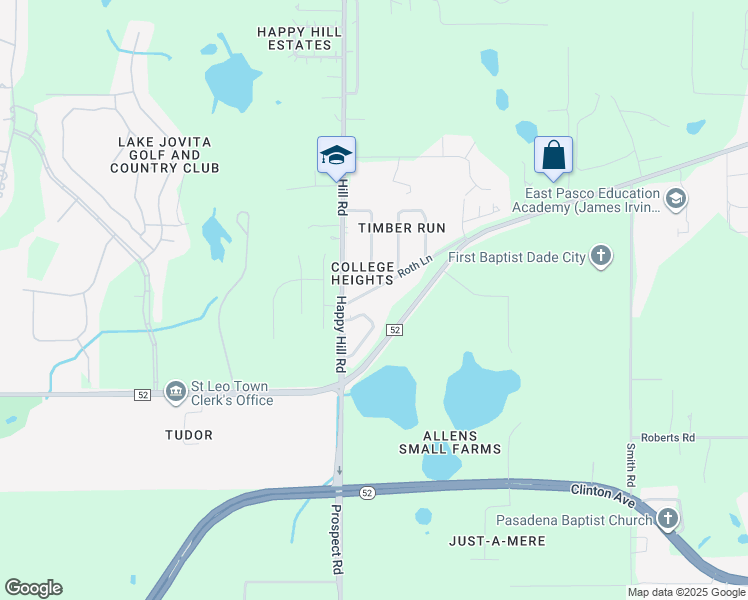 map of restaurants, bars, coffee shops, grocery stores, and more near 12430 Lakeview Drive in Dade City