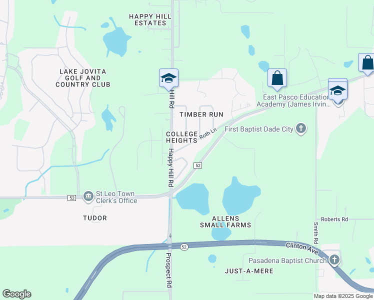 map of restaurants, bars, coffee shops, grocery stores, and more near 12430 Lakeview Drive in Dade City