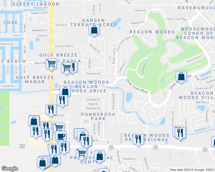 map of restaurants, bars, coffee shops, grocery stores, and more near 7504 Beacon Woods Drive in Hudson