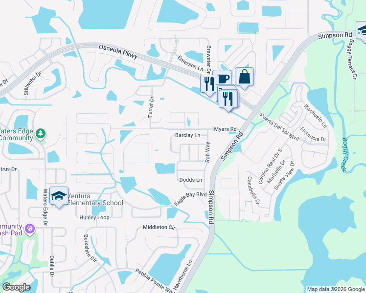 map of restaurants, bars, coffee shops, grocery stores, and more near 3041 Cameron Drive in Kissimmee