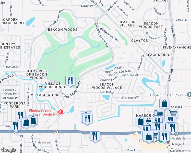 map of restaurants, bars, coffee shops, grocery stores, and more near 8221 Golf Club Court in Hudson