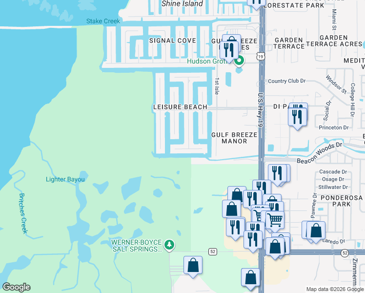 map of restaurants, bars, coffee shops, grocery stores, and more near 6611 Leeside Isle in Hudson