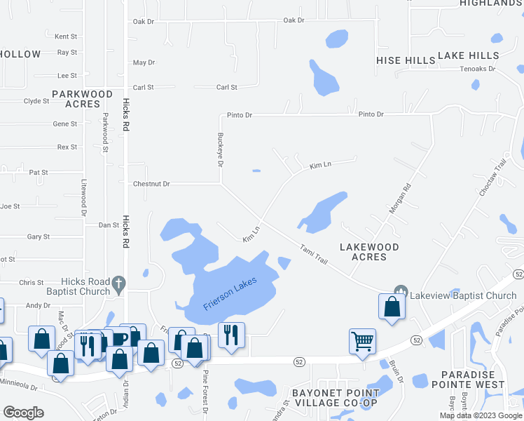 map of restaurants, bars, coffee shops, grocery stores, and more near 10507 Kim Lane in Hudson