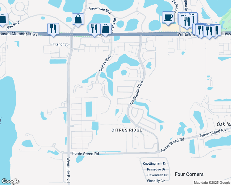map of restaurants, bars, coffee shops, grocery stores, and more near 8826 Parliament Court in Kissimmee