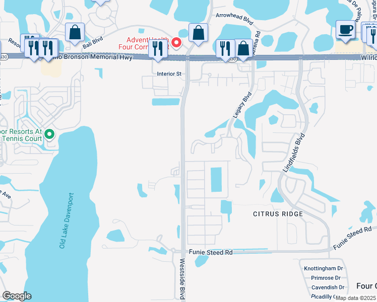 map of restaurants, bars, coffee shops, grocery stores, and more near 8929 Legacy Court in Kissimmee
