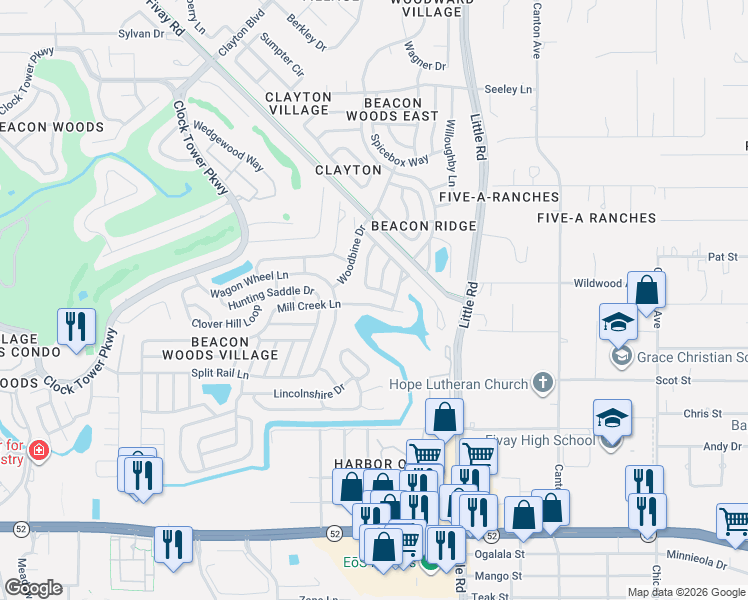 map of restaurants, bars, coffee shops, grocery stores, and more near 8804 Mill Creek Lane in Hudson