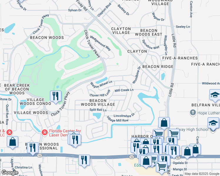 map of restaurants, bars, coffee shops, grocery stores, and more near 8422 Clover Hill Loop in Hudson