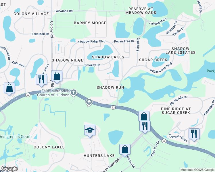 map of restaurants, bars, coffee shops, grocery stores, and more near 12502 Glendale Court in Hudson