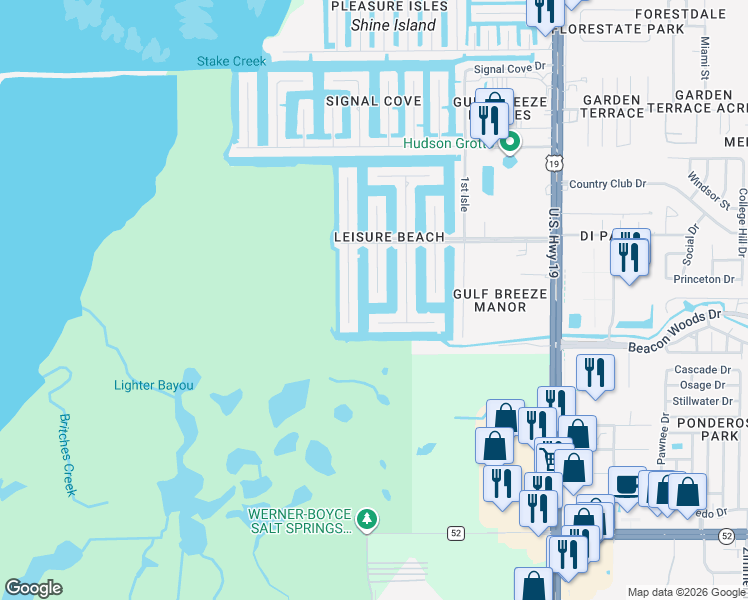 map of restaurants, bars, coffee shops, grocery stores, and more near 6513 Leeside Isle in Hudson