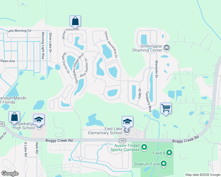 map of restaurants, bars, coffee shops, grocery stores, and more near 3904 Emerald Tree Lane in Kissimmee