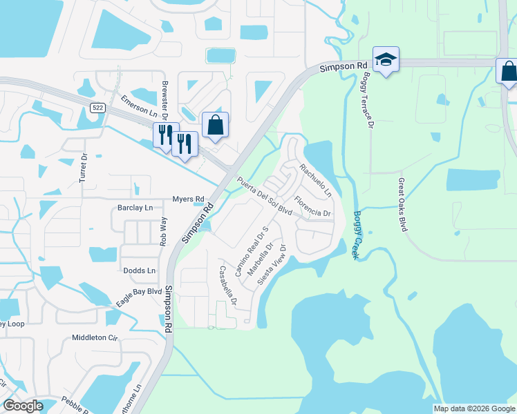 map of restaurants, bars, coffee shops, grocery stores, and more near 2939 Sera Bella Way in Kissimmee
